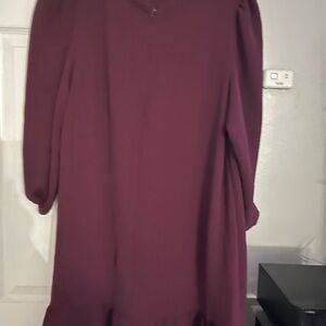 DKNY Long Sleeve Wine Dress